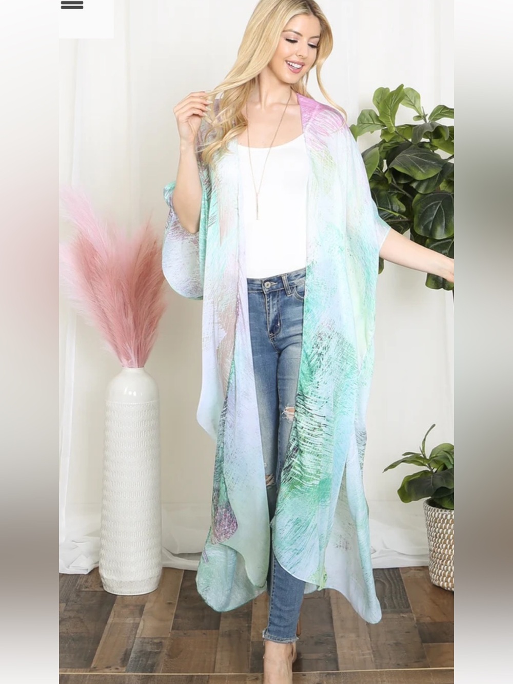 NWT One Size Watercolor Tie Dye kimono by Riah Fashion